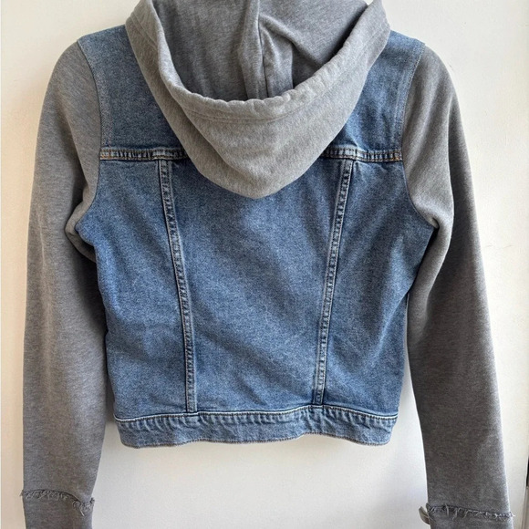Hollister Twofer Hooded Sweatshirt Jean Jacket - Picture 5 of 8